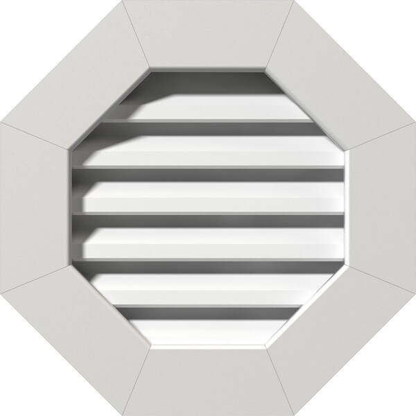 Ekena Millwork Octagonal Gable Vent Functional, PVC Gable Vent w/ 1" x 4" Flat Trim Frame, 16"W x 16"H GVPOC16X1601FUN - main